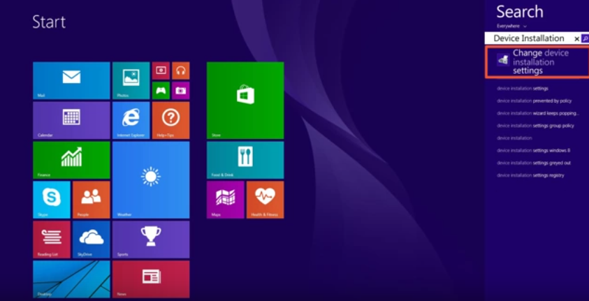 Download and install drivers in Windows 8.1
